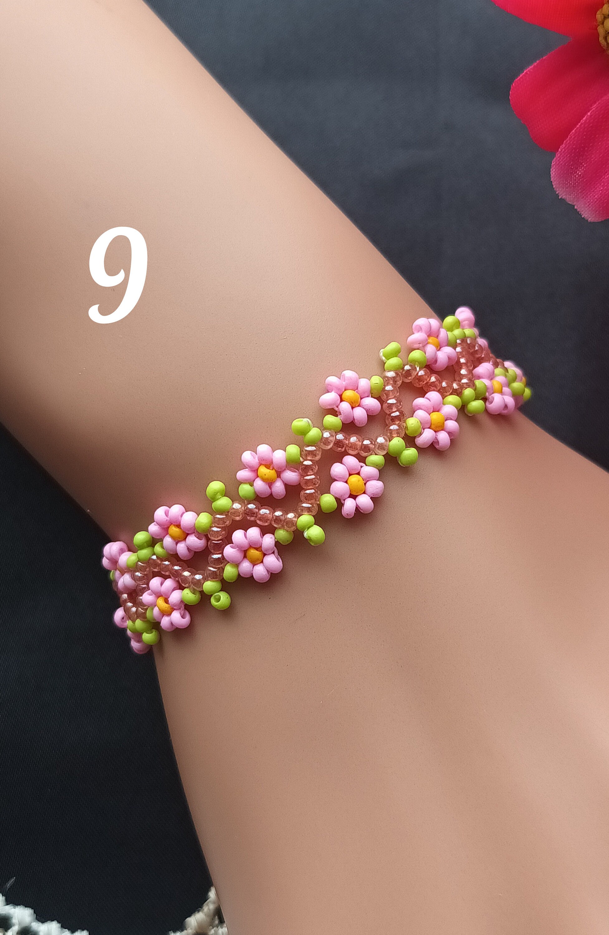 100 Perles En Silicone Marguerite + Corde élastique 3 M - Pour DIY Bijoux, Bracelets, Colliers, Porte-clés