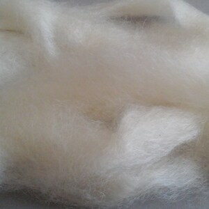 May include: A pile of white wool fibers, perfect for crafting and felting projects.