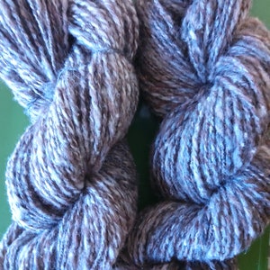 BOWMONT MERINO/Alpaca HANDSPUN grey/ brown marl yarn, supersoft British rare breed