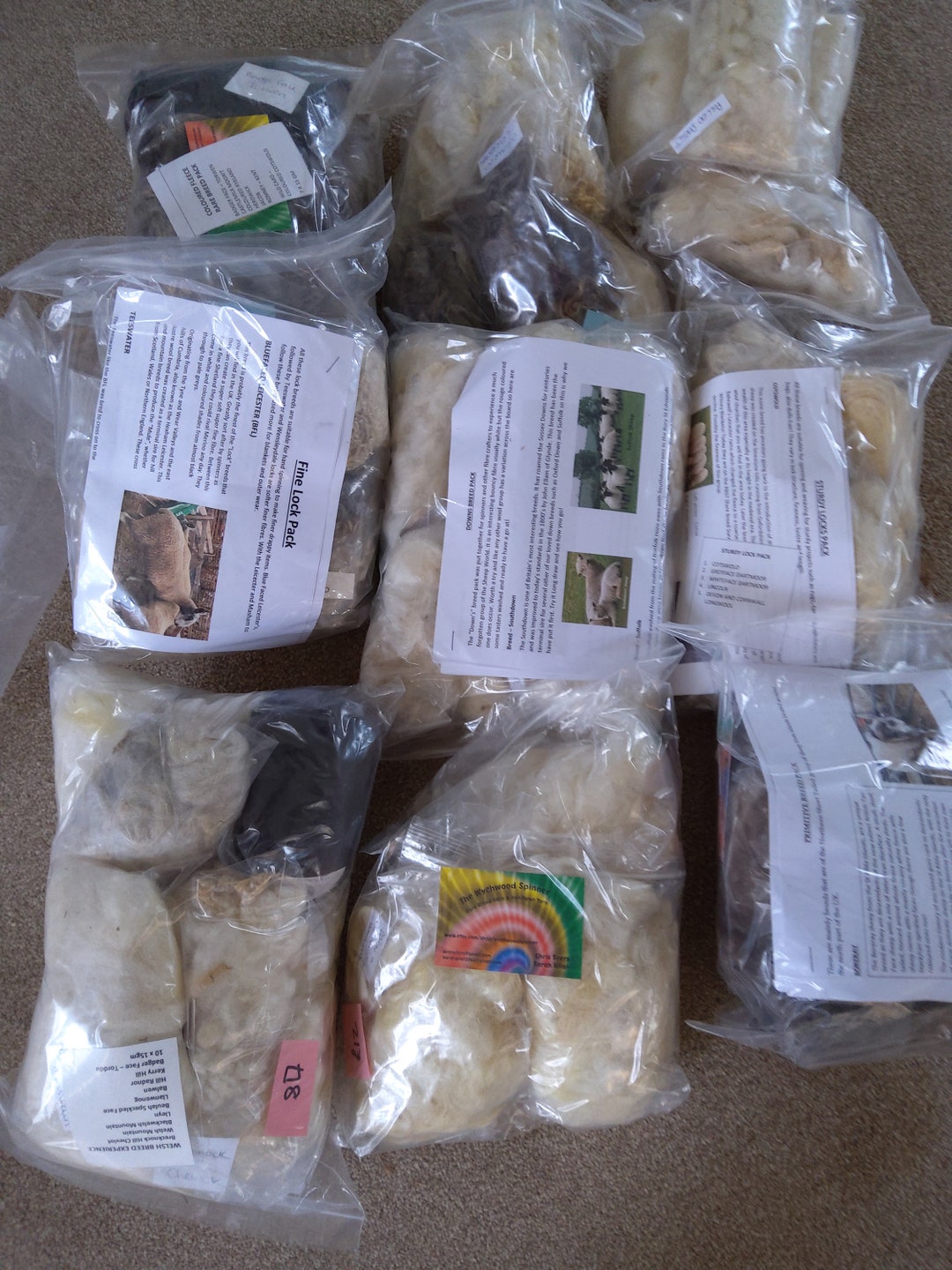 Sheep Samples RARE BREED SHEEP Fleece Study Samples , Bumper Bundle 47 Breeds 8 Packs ...