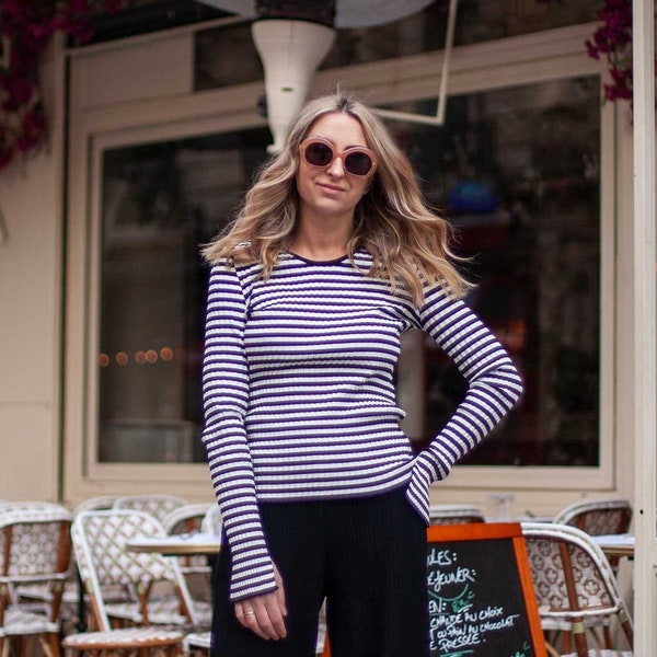 EcoVero Striped Tee | Split Sleeve Marine Style Top | Spring Capsule Wardrobe Must Have