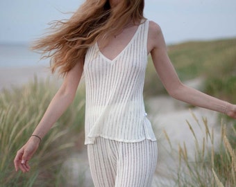 Ecological Linen Tank Top | Anti-Allergic Sheer Summer Top | Spring Chic Wardrobe