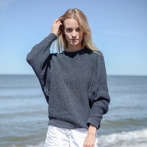 Recycled Denim sweater Eco Cotton Sweater Oversize Sweater Oversized Pullover Sustainable Clothing Nove Denim Jumper image 2