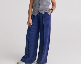 Elegant High Waisted Palazzos | Designer Tailored Trousers | Luxury Office Wide Legs | Women's Business Casual Outfit