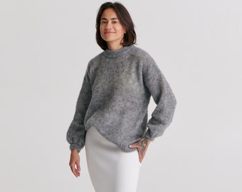 Luxe Kid Mohair pluizige trui | Handgemaakte zachte trui voor dames | Esthetische lente moet hebben