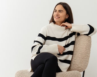 Soft To Skin Wool Jumper | Luxury Merino Breton Sweater | Relaxed Fit Spring Capsule Wardrobe Must Have