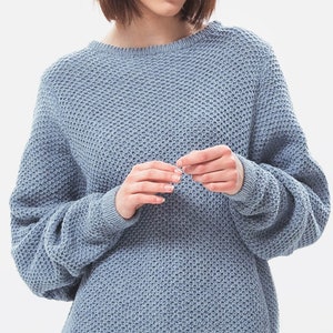 Recycled Denim sweater Eco Cotton Sweater Oversize Sweater Oversized Pullover Sustainable Clothing Nove Denim Jumper Sky blue