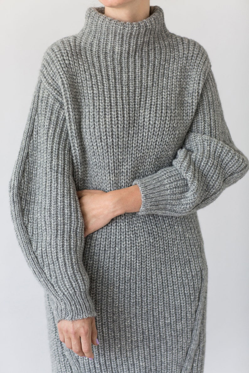 Sweater Dress Hand Knit Dress Knit Tunic Wool Dress Casual Etsy