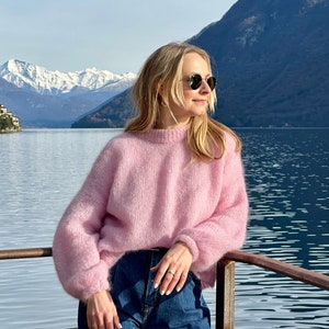 Oversized Mohair Sweater Aesthetic Spring Clothing Big Fluffy Pullover Jumper Pink