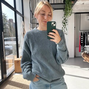 Recycled Denim sweater Eco Cotton Sweater Oversize Sweater Oversized Pullover Sustainable Clothing Nove Denim Jumper image 6