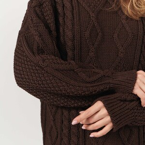 Luxury Merino Cable Knit Jumper Soft Wool Chunky Knit Pullover Loose Grandpa Sweater image 10