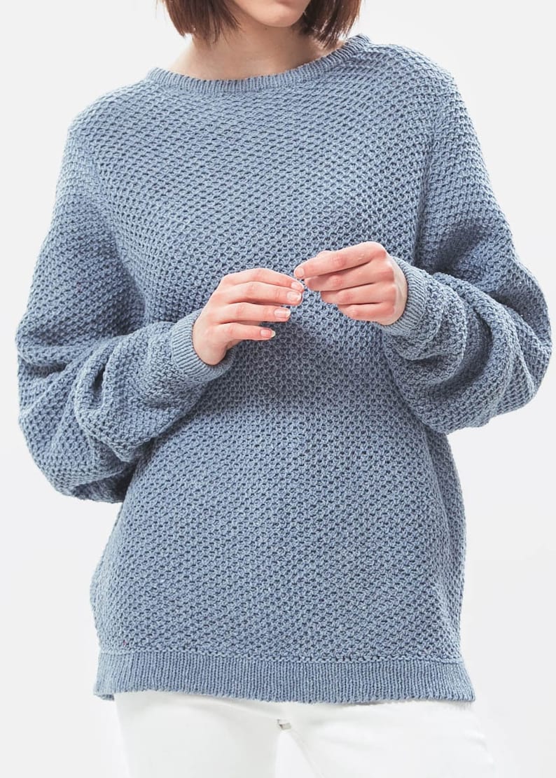 Recycled Denim sweater Eco Cotton Sweater Oversize Sweater Oversized Pullover Sustainable Clothing Nove Denim Jumper Sky blue