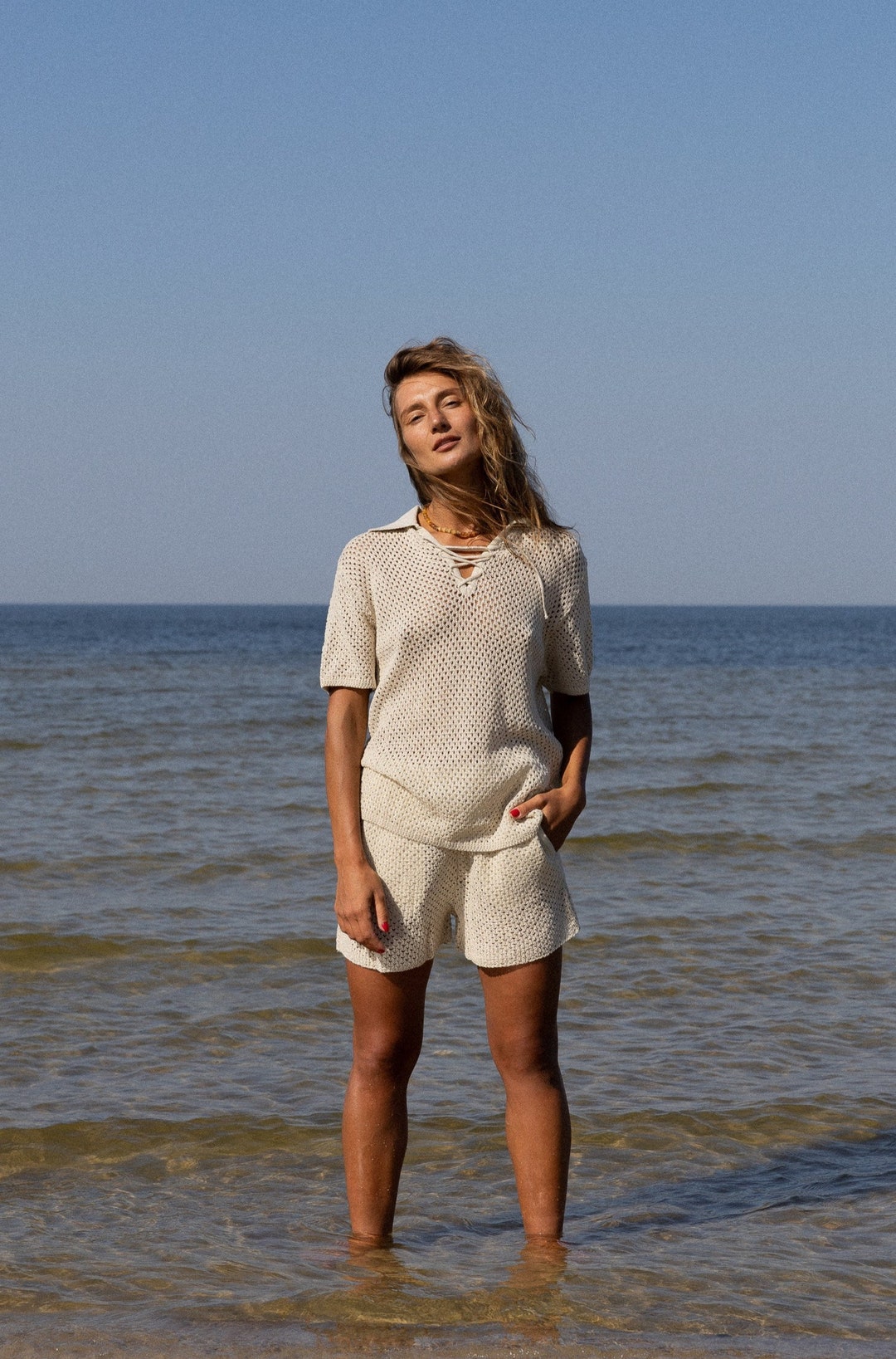 Two Piece Lace Set Organic Cotton Coord Women's Sheer Summer