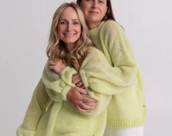 Fluffy Mohair Sweater Limone | Soft Like Cloud Jumper | See Through Knitwear