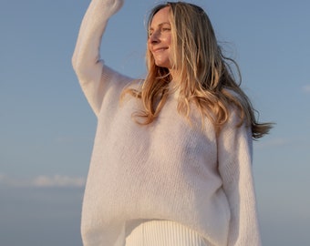 Luxury Mohair Pullover Sweater | Handmade Fluffy Oversized Jumper | Romantic Date Pullover