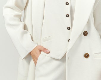 Luxury Wedding Outfit | Bridal White Suit Vest | Aesthetic Merino Clothing