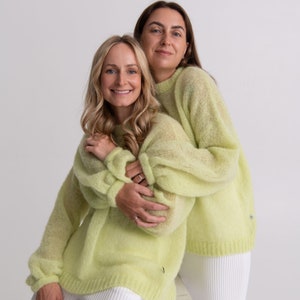 Oversized Mohair Sweater Aesthetic Spring Clothing Big Fluffy Pullover Jumper Limone