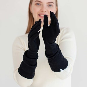 Women's Long Warm Merino Wool Knitted Gloves, Christmas Gift For Her image 4