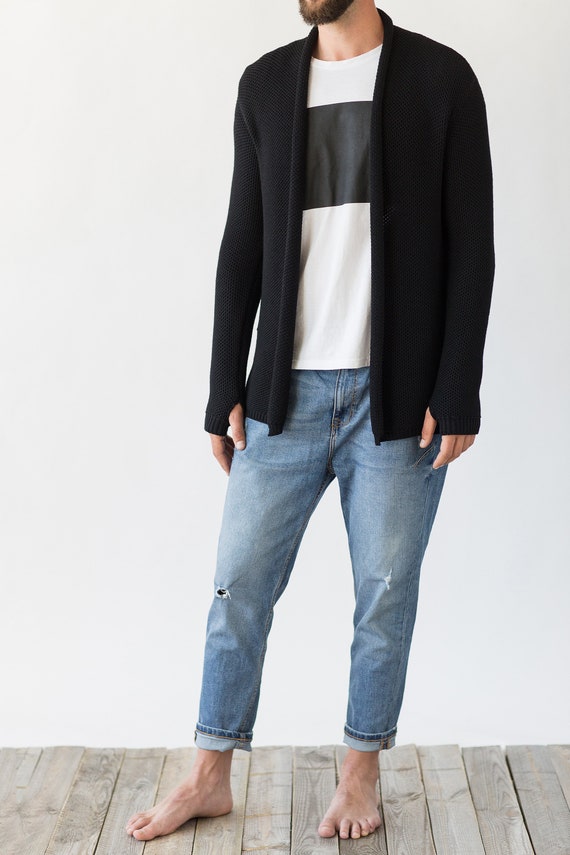 mens cardigan merino wool