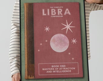 Book of Libra Zodiac Art Poster | Star sign gift | Book lovers present