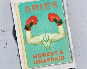 Book of Aries Zodiac Art Poster | Star sign gift | Book lovers present