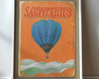 Book of Sagittarius Zodiac Art Poster | Star sign gift | Book lovers present