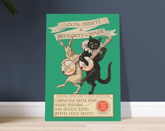 Social Anxiety Inferiority Complex Vintage Poster, Mental Health Art Print