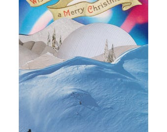 Winters tafereel vintage vrolijk kerstfeest collagekaarten