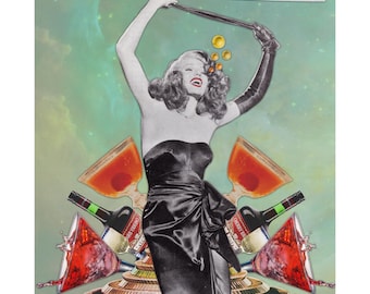 Stille nacht vintage kerstcollagekaarten