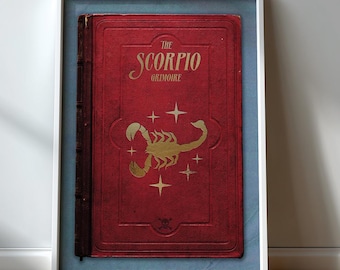 Book of Scorpio Zodiac Art Poster | Star sign gothic gift | Grimoire spell book lovers present