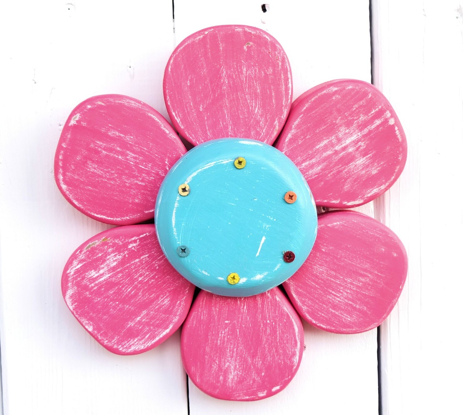 Outdoor Decor Wood Wall Flower Pink Blue Wreath Nursery Etsy