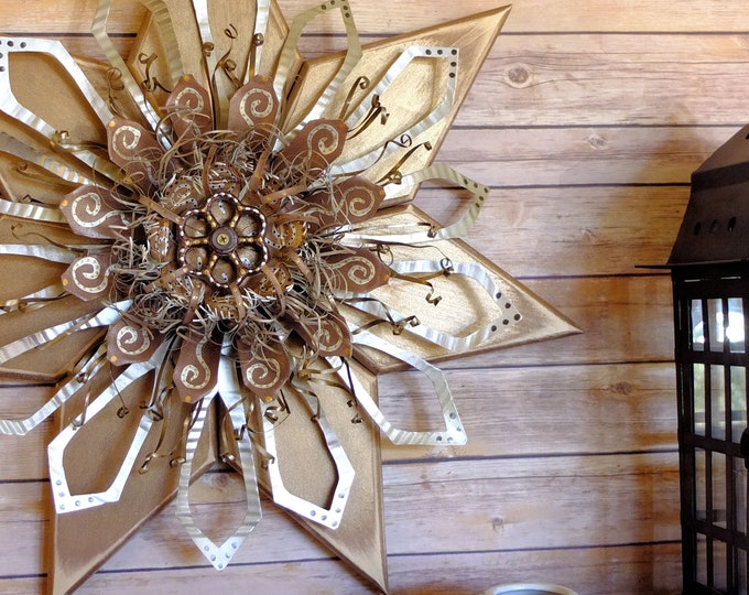 Outdoor Rustic Decor Wood and Metal Star Rustic Wall Art for Etsy