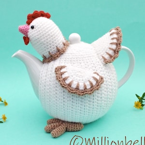 Frango Chá Cosy PDF Crochê Padrão Decoração de Páscoa Primavera Bule Capa Animal Pássaro