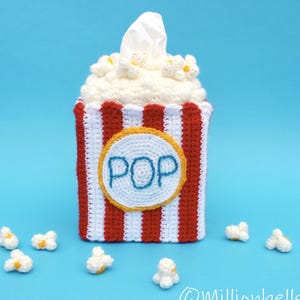 Popcorn Tissue Box Cover PDF CROCHET PATTERN Movie Box Cozy Home Decor Topper