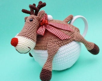 Reindeer Tea Cosy PDF CROCHET PATTERN Christmas Festive Animal Teacosy