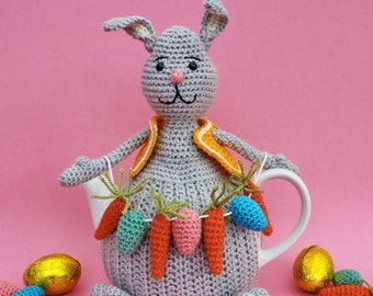 Tea Cosy Easter Bunny PDF Crochet Pattern Home Decor Kitchen Teacosy