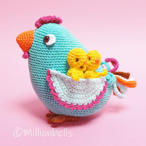 Amigurumi Mommy Chicken And Chicklets PDF CROCHET PATTERN Easter Hen Toy Animal Softie Spring Decor