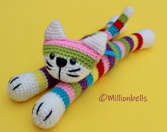 Cat Amigurumi CROCHET PATTERN PDF Striped Kitty Sock Cat Toy Animal