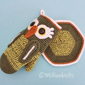 Owl Oven Mitt Pot Holder PDF CROCHET PATTERN Mittens Kitchen Decor