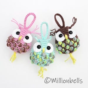 Eule Schlüsselanhänger PDF Häkelanleitung Amigurumi Tier Taschenanhänger Charm Ornament Weihnachten