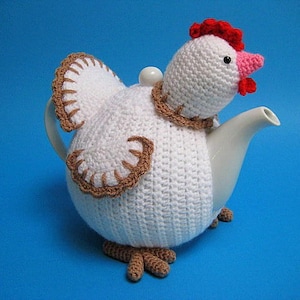 Chicken Tea Cosy PDF Crochet Pattern Easter Decor Spring Teapot Cover Animal Bird image 4