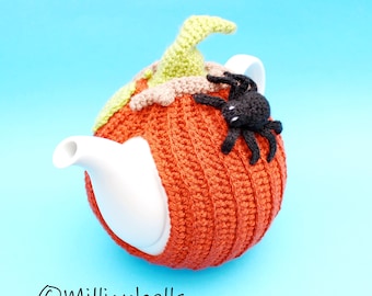 Tea Cosy Pumpkin Spider Halloween Autumn PDF CROCHET PATTERN Teapot Cover