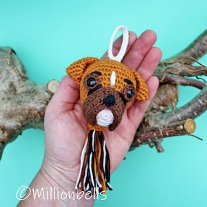 Keychain Boxer PDF CROCHET PATTERN Puppy Dog Ornament Keyfob Animal Bag Purse Charm Amigurumi