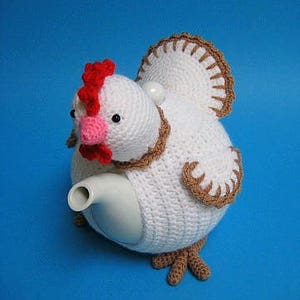 Chicken Tea Cosy PDF Crochet Pattern Easter Decor Spring Teapot Cover Animal Bird image 3