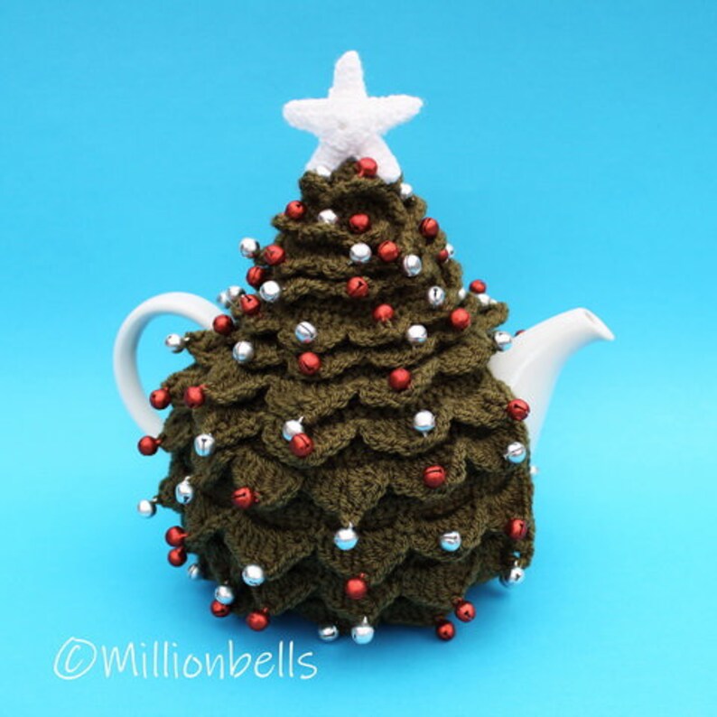 Tea Cosy Christmas Tree PDF CROCHET PATTERN Teacosy Xmas Kitchen Decoration image 5