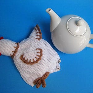 Chicken Tea Cosy PDF Crochet Pattern Easter Decor Spring Teapot Cover Animal Bird image 8