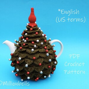 Tea Cosy Christmas Tree PDF CROCHET PATTERN Teacosy Xmas Kitchen Decoration image 2