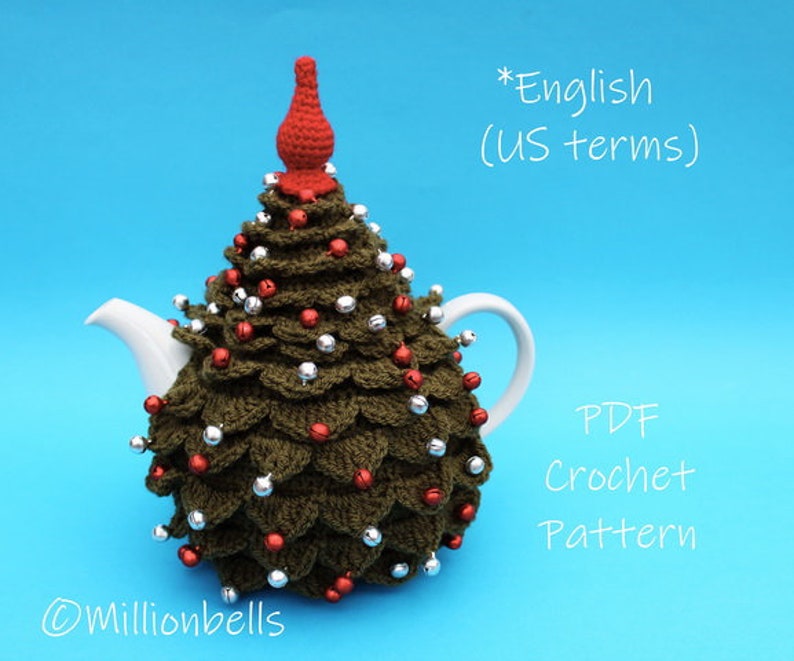 Tea Cosy Christmas Tree PDF CROCHET PATTERN Teacosy Xmas Kitchen Decoration image 2