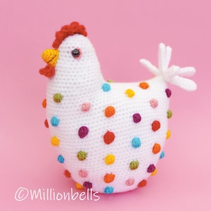 Chicken Polka Dots Crochet Pattern PDF Easter Amigurumi Decor Chick Bird