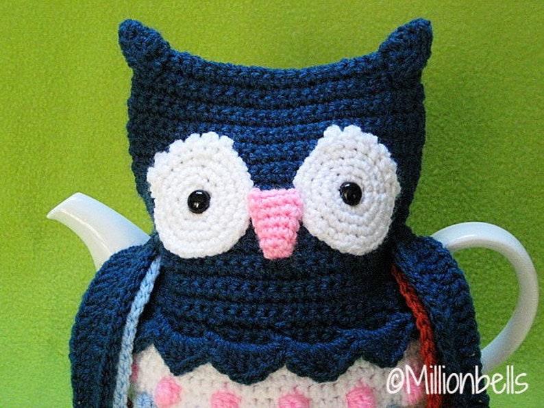 Tea cosy owl cozy crochet pattern animal pdf Etsy